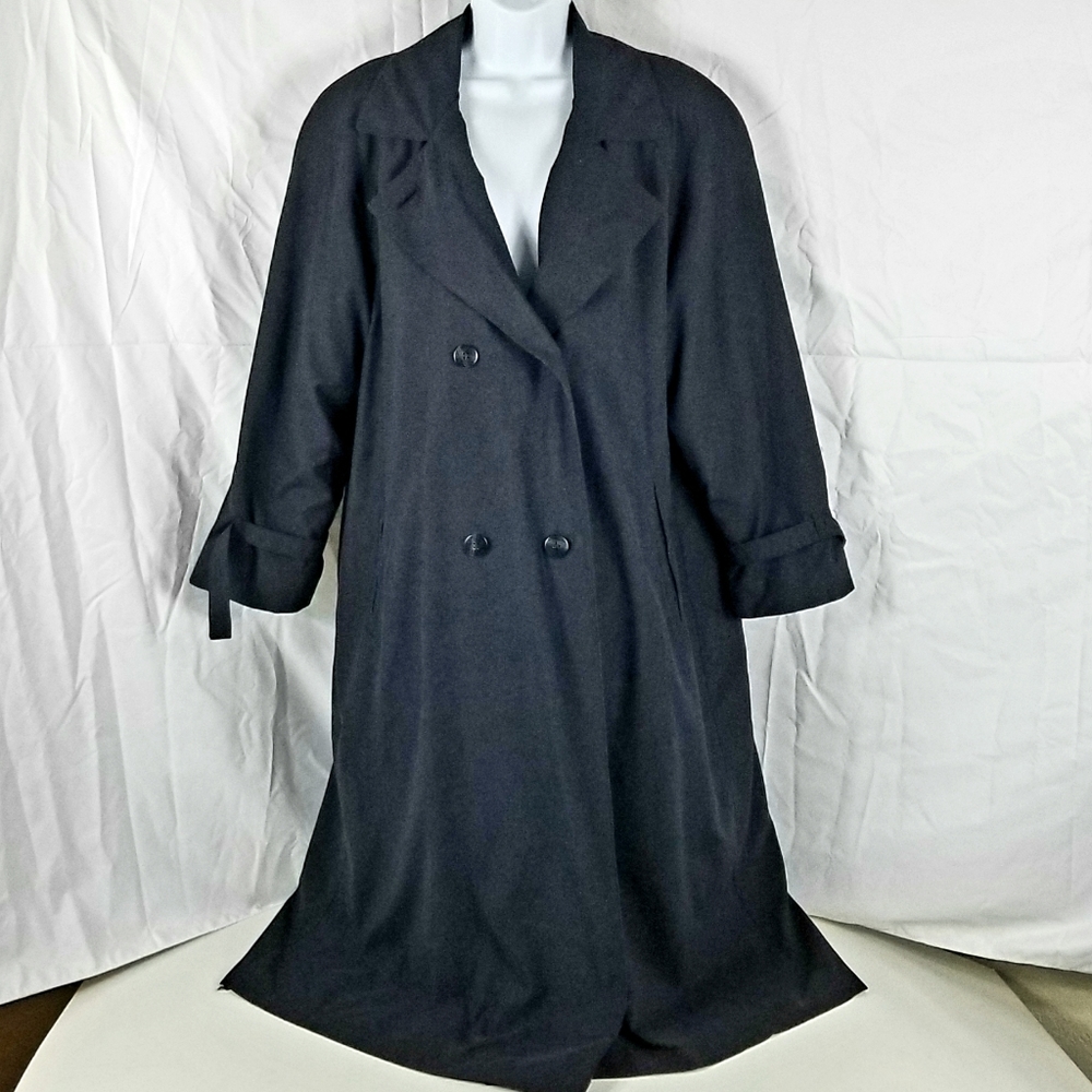 London Fog Women's Petite Black Trenchcoat